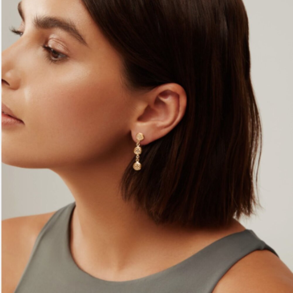 ANNA BECK Smooth Rim Classic Triple Drop Earrings - NIB - Picture 3 of 7